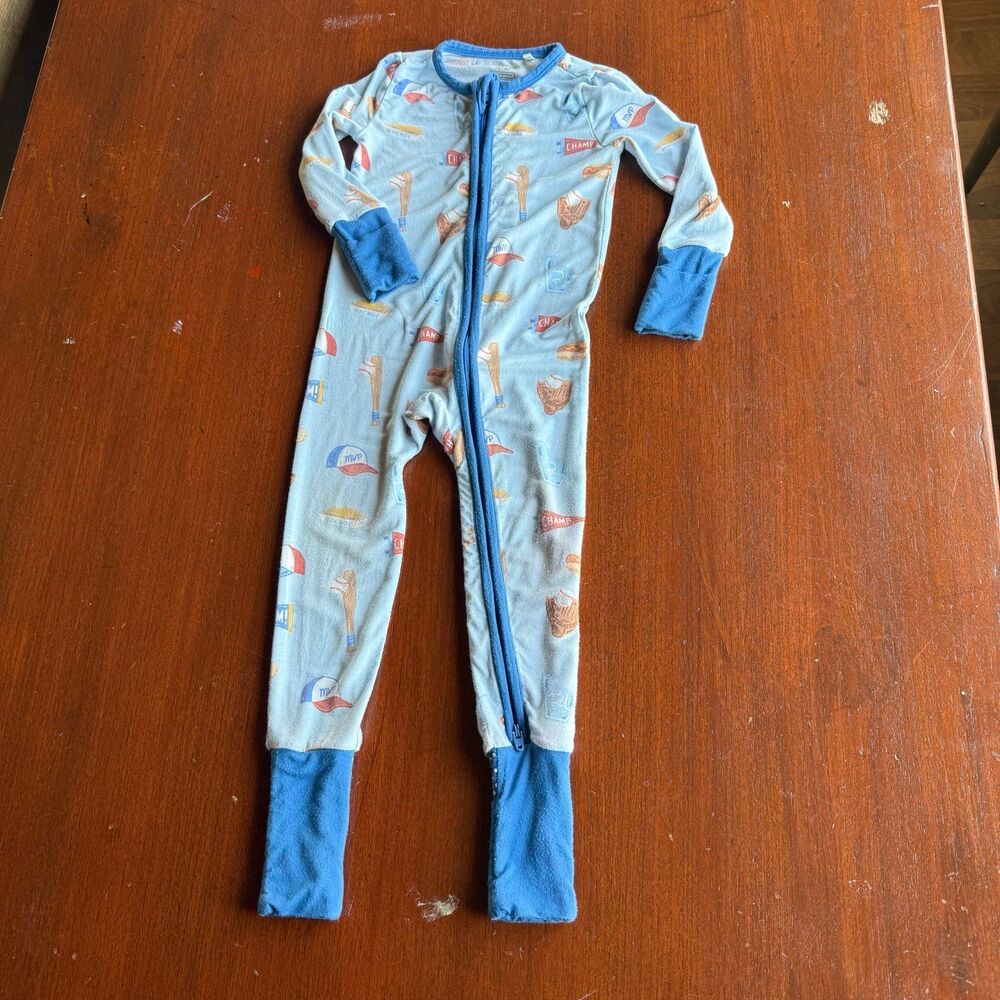 Angel Dear baseball zip up sleeper bamboo